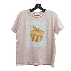 Coach Big Apple Camp Graphic Pink T-Shirt 100% Cotton Size Medium